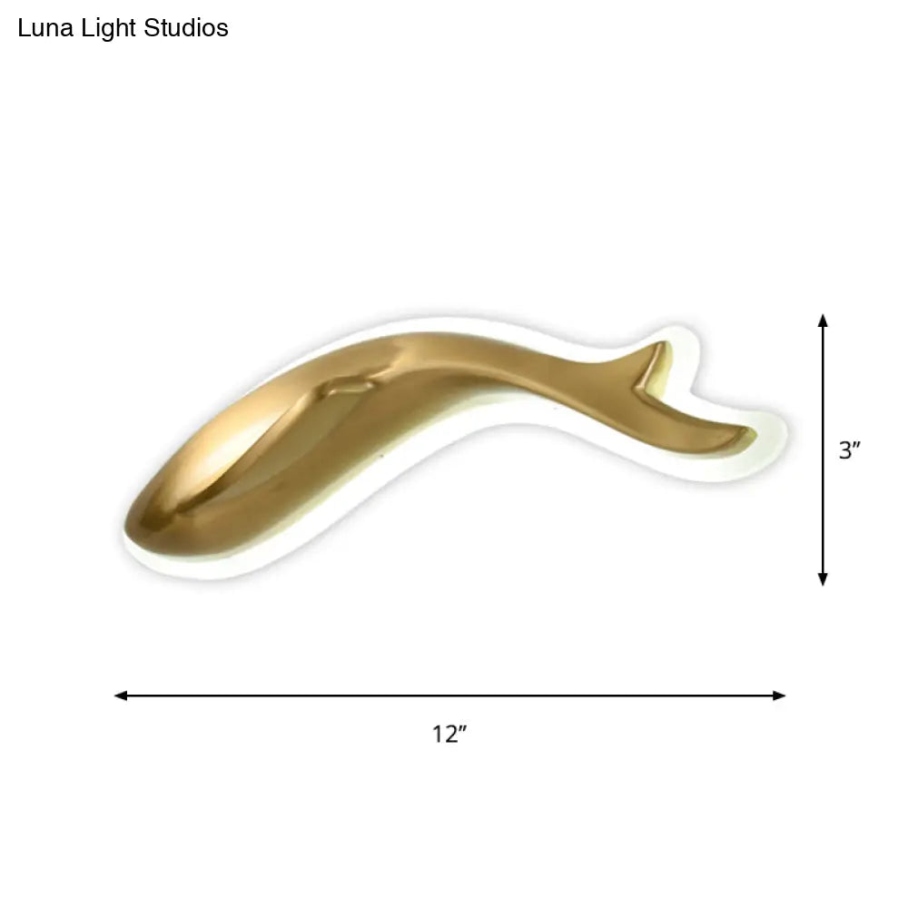 Postmodern Led Brass Fish Flush Wall Sconce 10/12 Wide