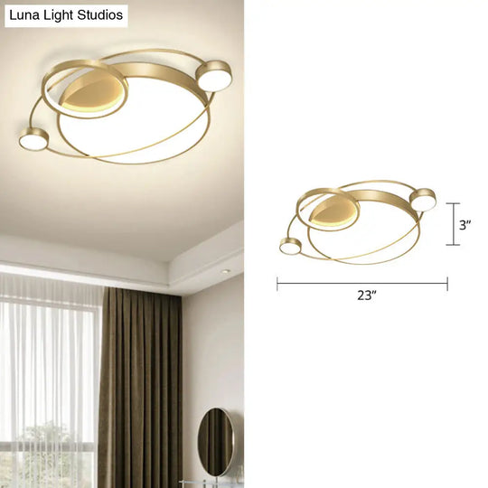 Postmodern Led Ceiling Flush Mount Light - Orbit-Shaped Metal Fixture For Bedrooms Gold / 23 Third