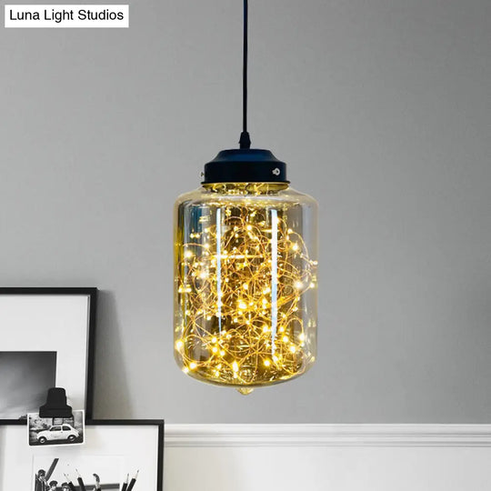 Postmodern Smoke Grey Glass Led Pendant Lamp Ideal For Dining Room - Sphere/Cylinder/Oval Shape