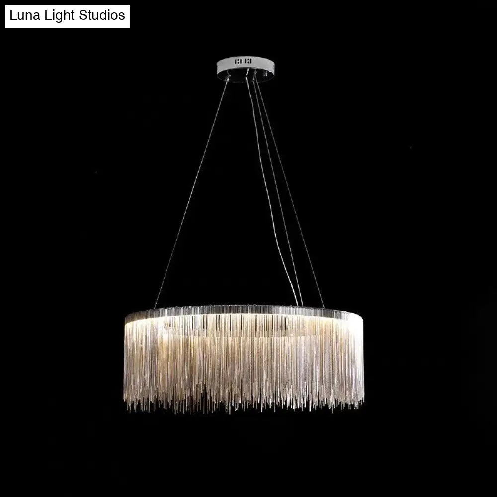 Postmodern Led Chain Ceiling Light Fixture - Elegant Aluminum Chandelier For Living Room