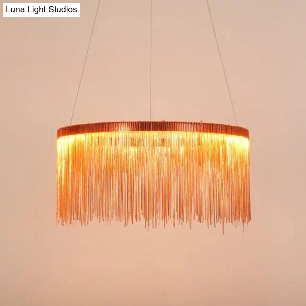 Postmodern Circular Chain Aluminum Led Ceiling Chandelier - Elegant Living Room Light Fixture