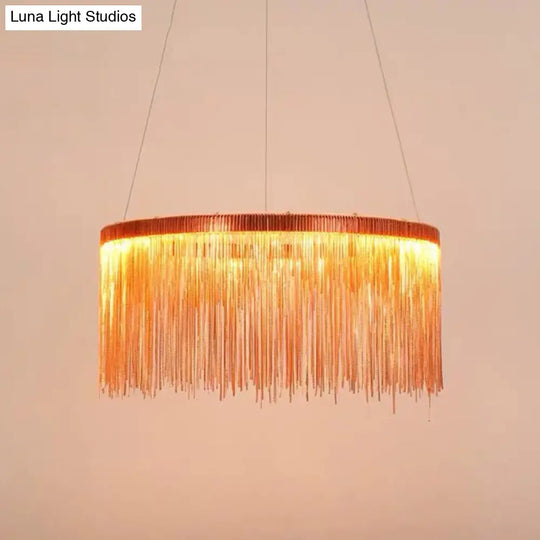 Postmodern Circular Chain Aluminum Led Ceiling Chandelier - Elegant Living Room Light Fixture