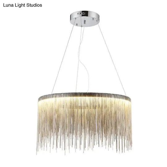 Postmodern Led Chain Ceiling Light Fixture - Elegant Aluminum Chandelier For Living Room