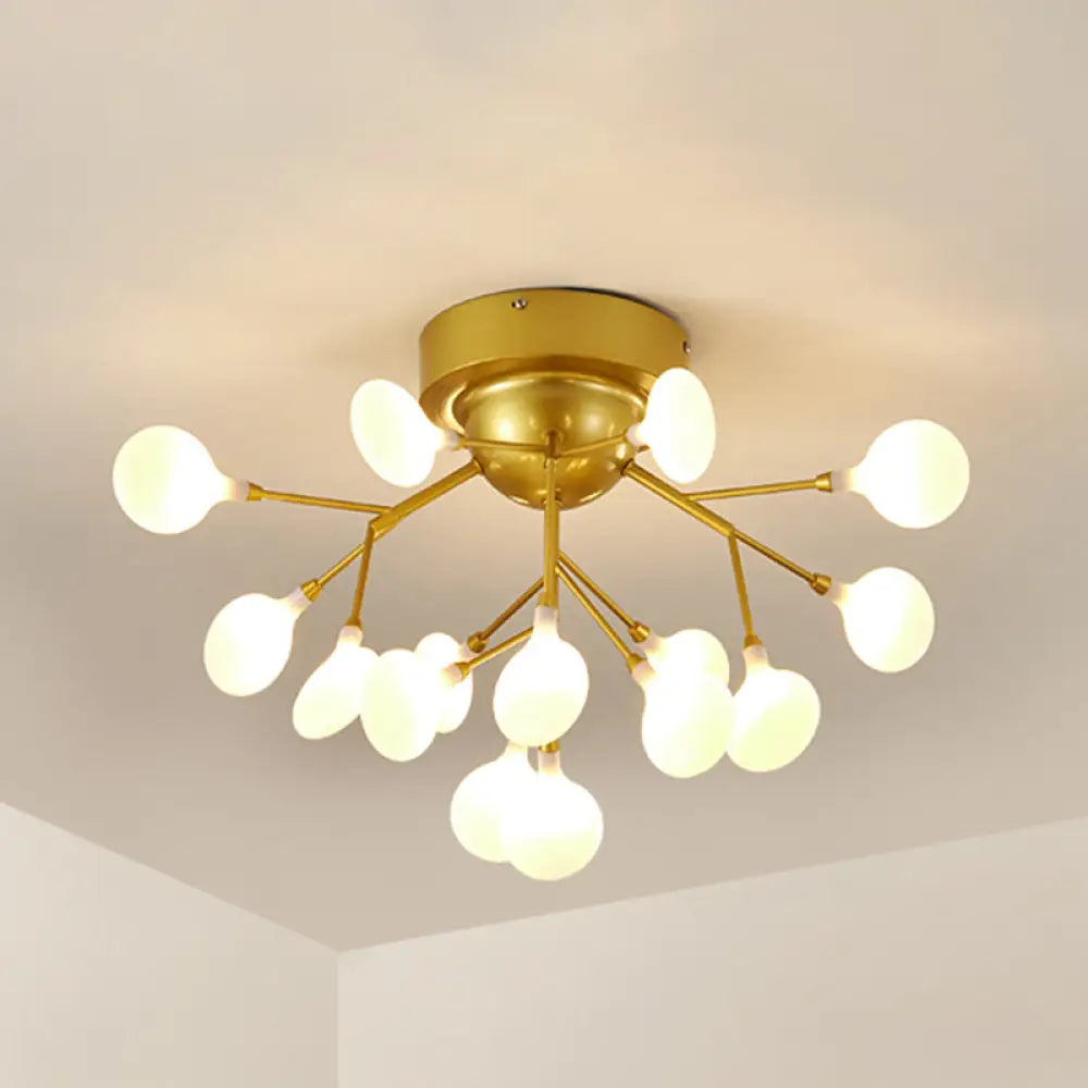 Postmodern Led Firefly Shade Ceiling Chandelier For Living Room 15 / Gold