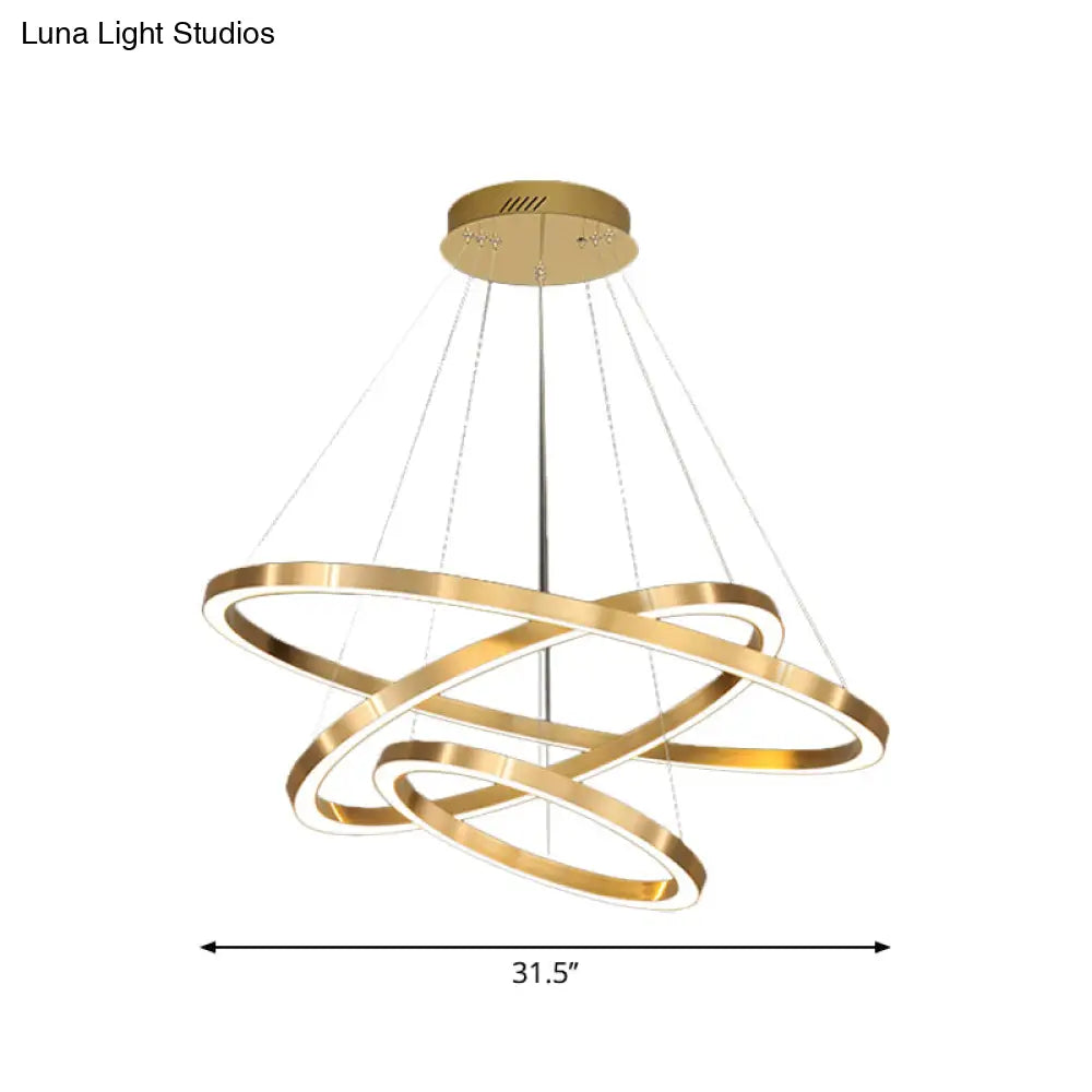 Postmodern Led Pendant Chandelier - Polished Brass Tiered Design With Acrylic Shade