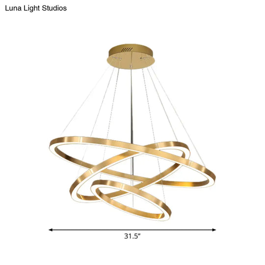 Postmodern Led Pendant Chandelier - Polished Brass Tiered Design With Acrylic Shade