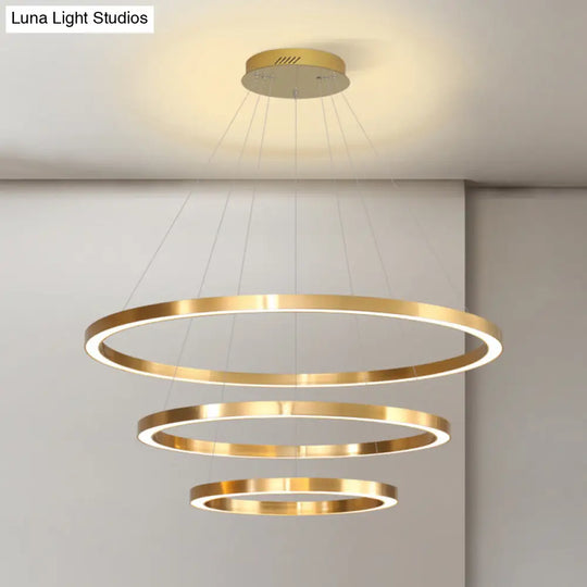 Postmodern Led Pendant Chandelier - Polished Brass Tiered Design With Acrylic Shade