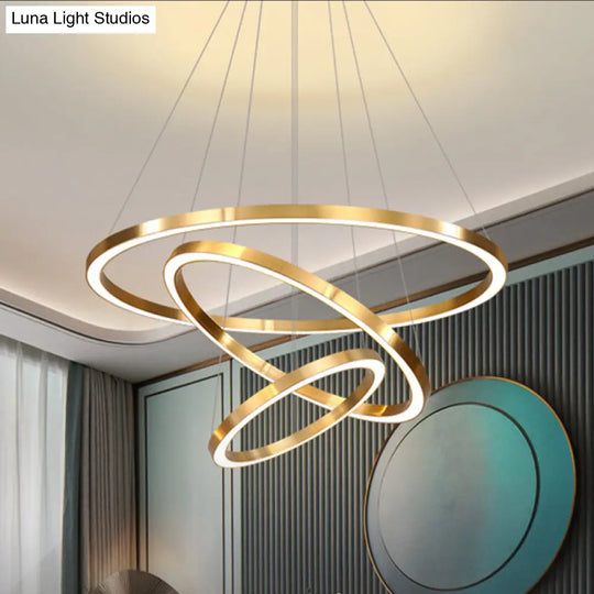 Postmodern Led Pendant Chandelier - Polished Brass Tiered Design With Acrylic Shade