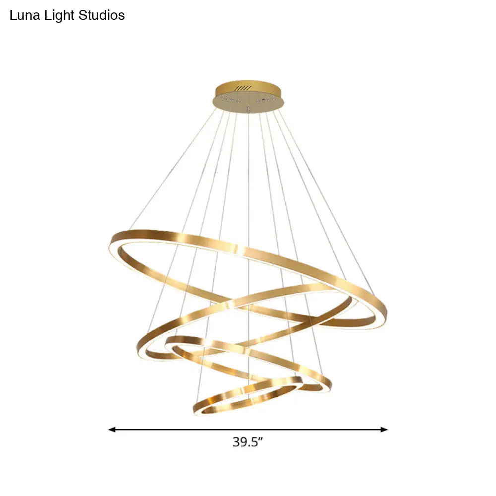 Postmodern Led Pendant Chandelier - Polished Brass Tiered Design With Acrylic Shade