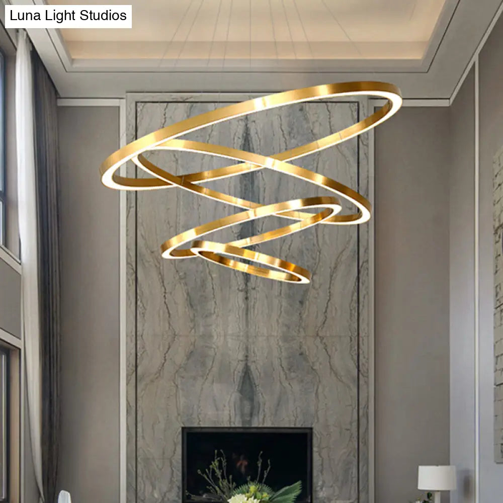 Postmodern Led Pendant Chandelier - Polished Brass Tiered Design With Acrylic Shade