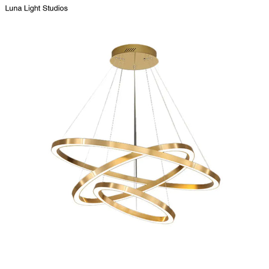 Postmodern Led Pendant Chandelier - Polished Brass Tiered Design With Acrylic Shade