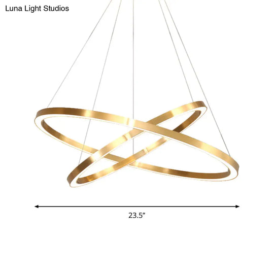 Postmodern Led Pendant Chandelier - Polished Brass Tiered Design With Acrylic Shade