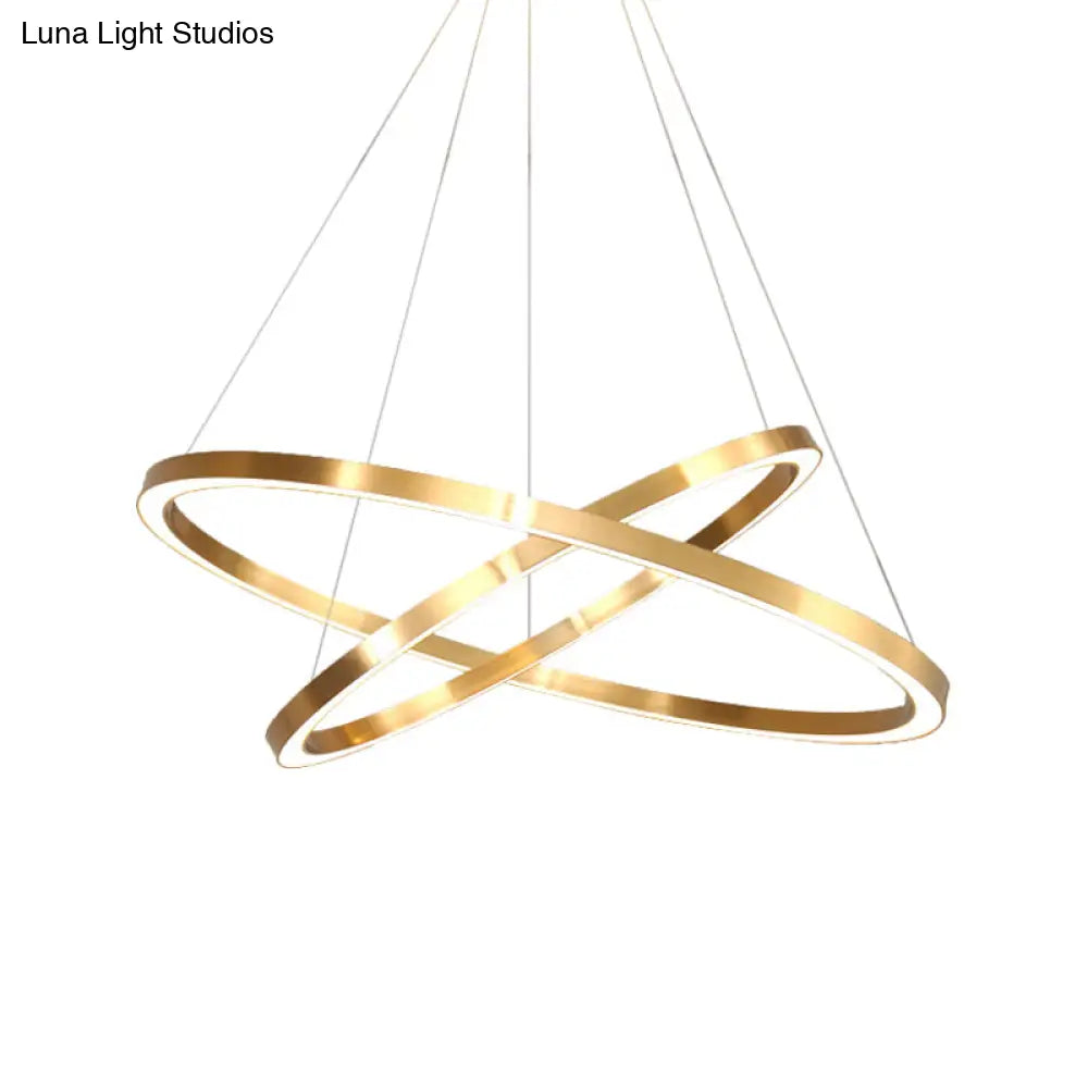 Postmodern Led Pendant Chandelier - Polished Brass Tiered Design With Acrylic Shade