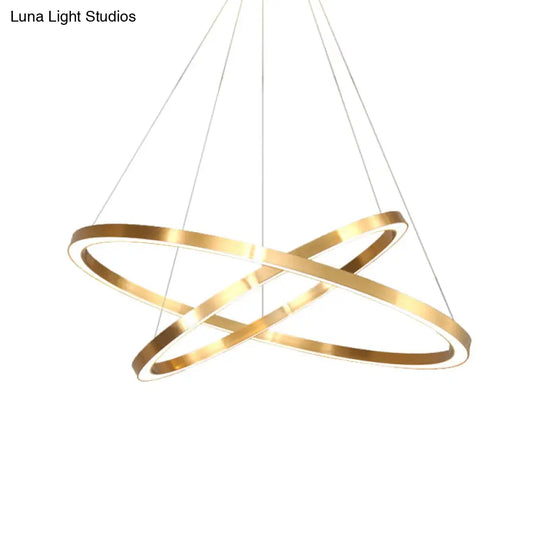 Postmodern Led Pendant Chandelier - Polished Brass Tiered Design With Acrylic Shade