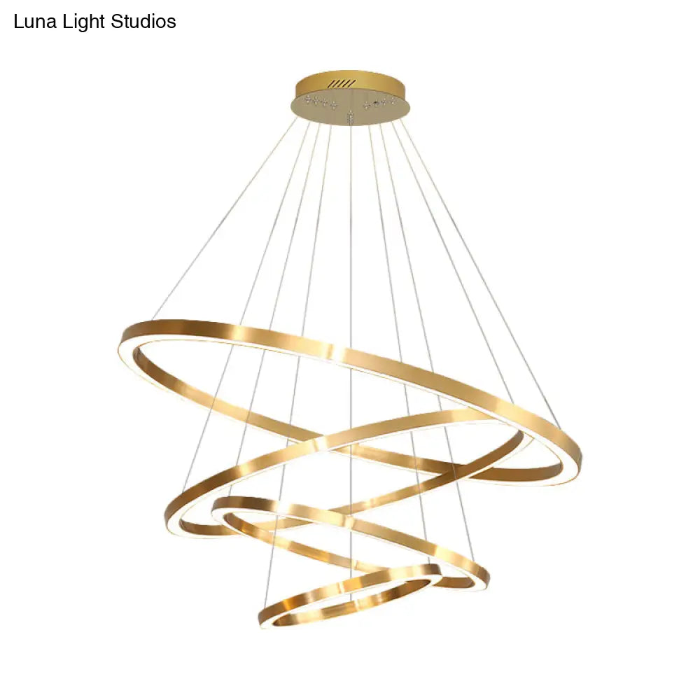 Postmodern Led Pendant Chandelier - Polished Brass Tiered Design With Acrylic Shade