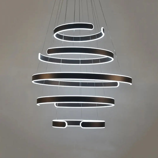 Postmodern Led Suspension Light With Acrylic Shade - 1/2/3-Light Brown/White Ring Chandelier Pendant