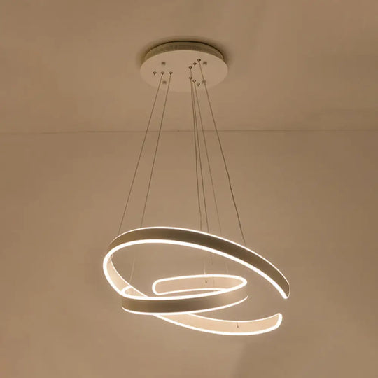 Postmodern Led Suspension Light With Acrylic Shade - 1/2/3-Light Brown/White Ring Chandelier Pendant