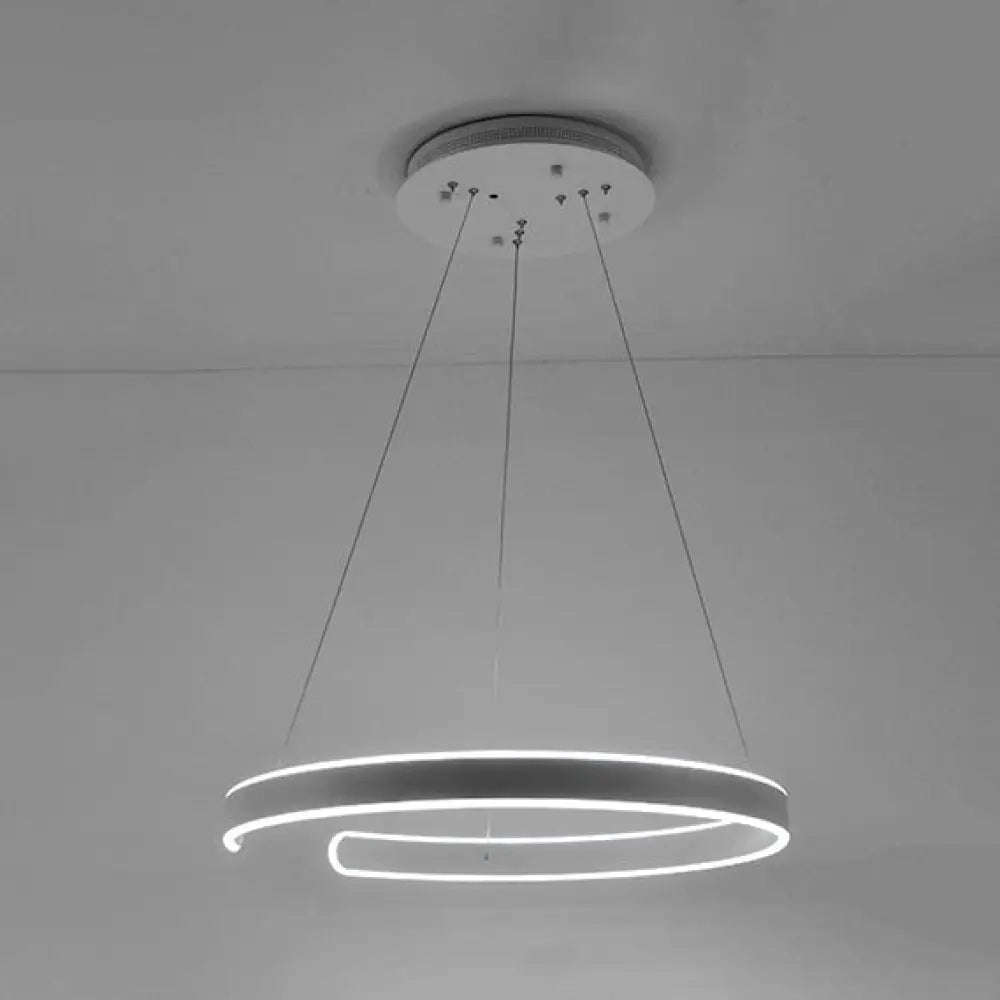 Postmodern Led Suspension Light With Acrylic Shade - 1/2/3-Light Brown/White Ring Chandelier Pendant