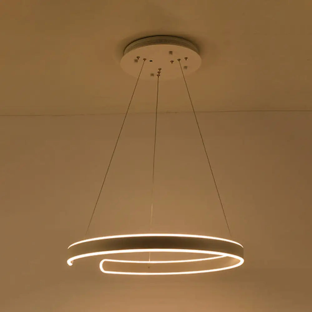 Postmodern Led Suspension Light With Acrylic Shade - 1/2/3-Light Brown/White Ring Chandelier Pendant