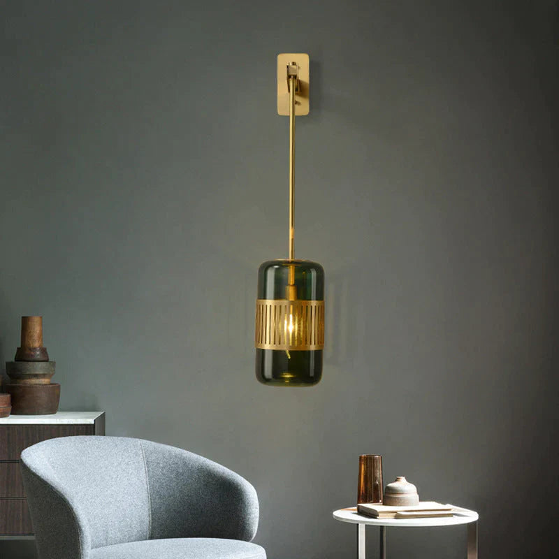 Postmodern Light Luxury Simple Bedroom Bedside Full Copper Wall Lamp Lamps