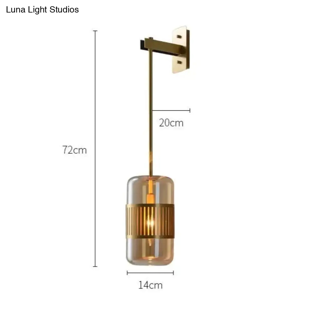 Postmodern Light Luxury Simple Bedroom Bedside Full Copper Wall Lamp Lamps