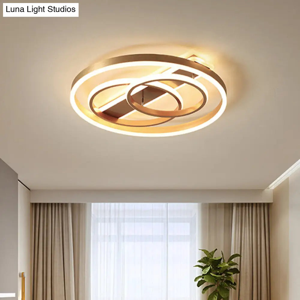 Postmodern Loop Ceiling Light Fixture - Acrylic Gold Led Flush Mount With Warm/White & Remote