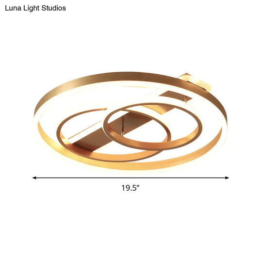 Postmodern Loop Ceiling Light Fixture - Acrylic Gold Led Flush Mount With Warm/White & Remote