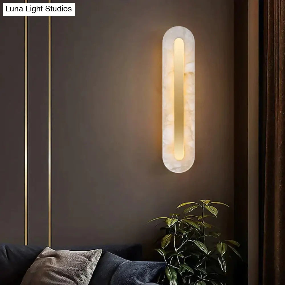 Postmodern Luxury Copper Marble Wall Lamp In Gold Shade For Living Room Restaurant Bedroom Indoor