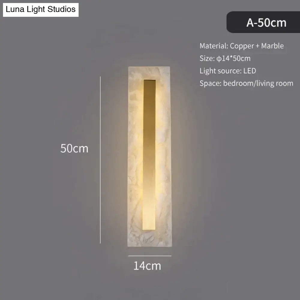 Postmodern Luxury Copper Marble Wall Lamp In Gold Shade For Living Room Restaurant Bedroom Indoor