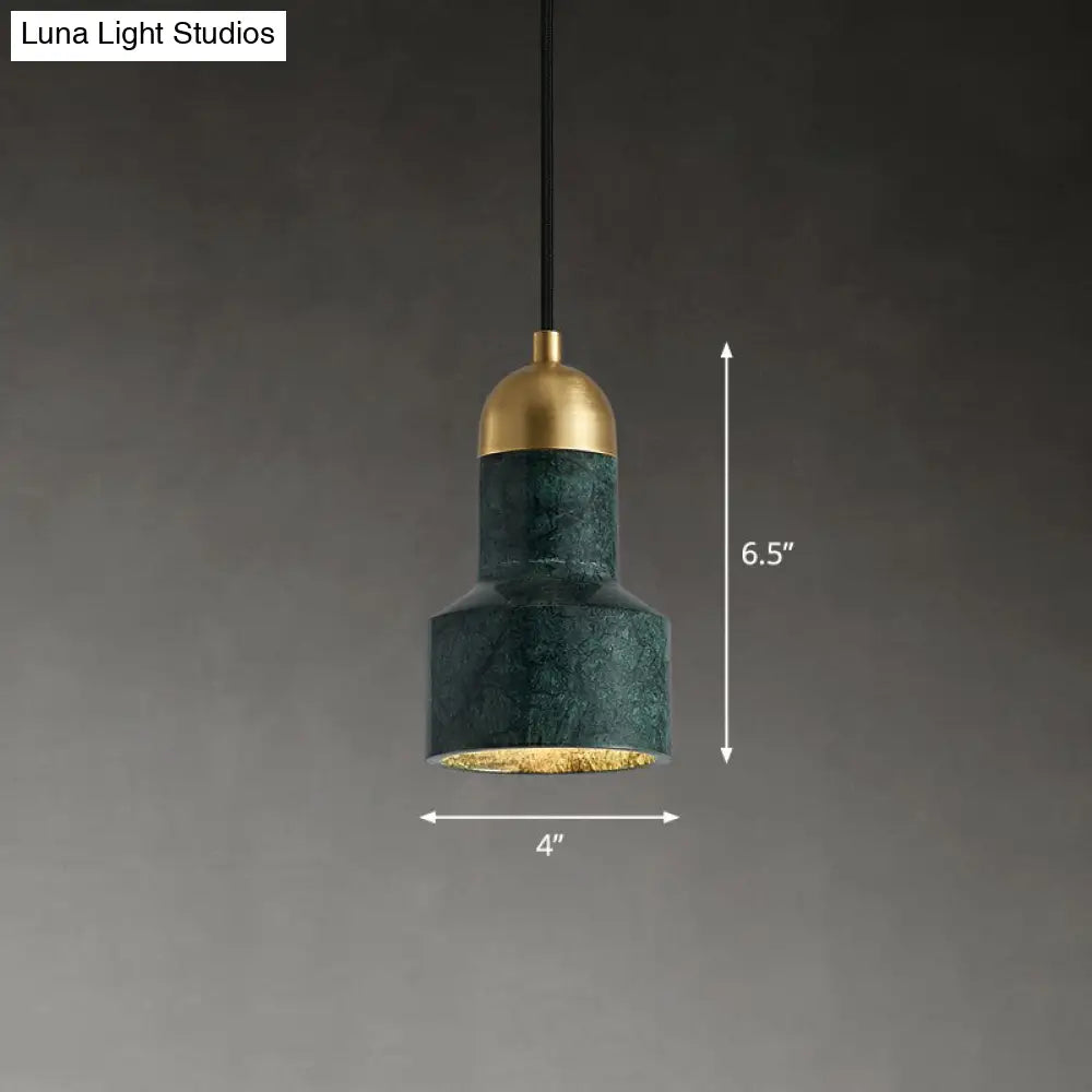 Postmodern Marble Grenade Pendant With Single Bulb For Stylish Table Lighting Green