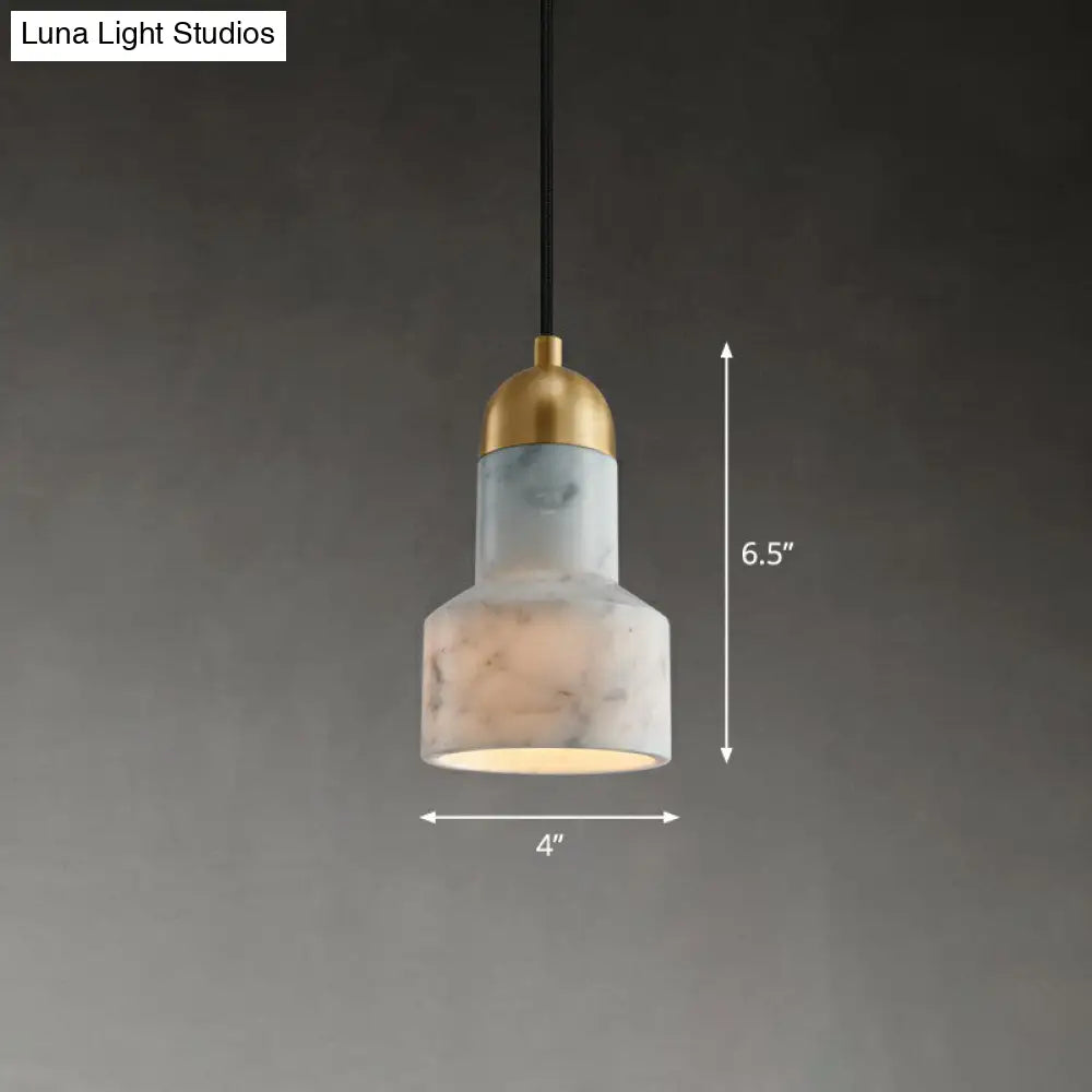 Postmodern Marble Grenade Pendant With Single Bulb For Stylish Table Lighting White