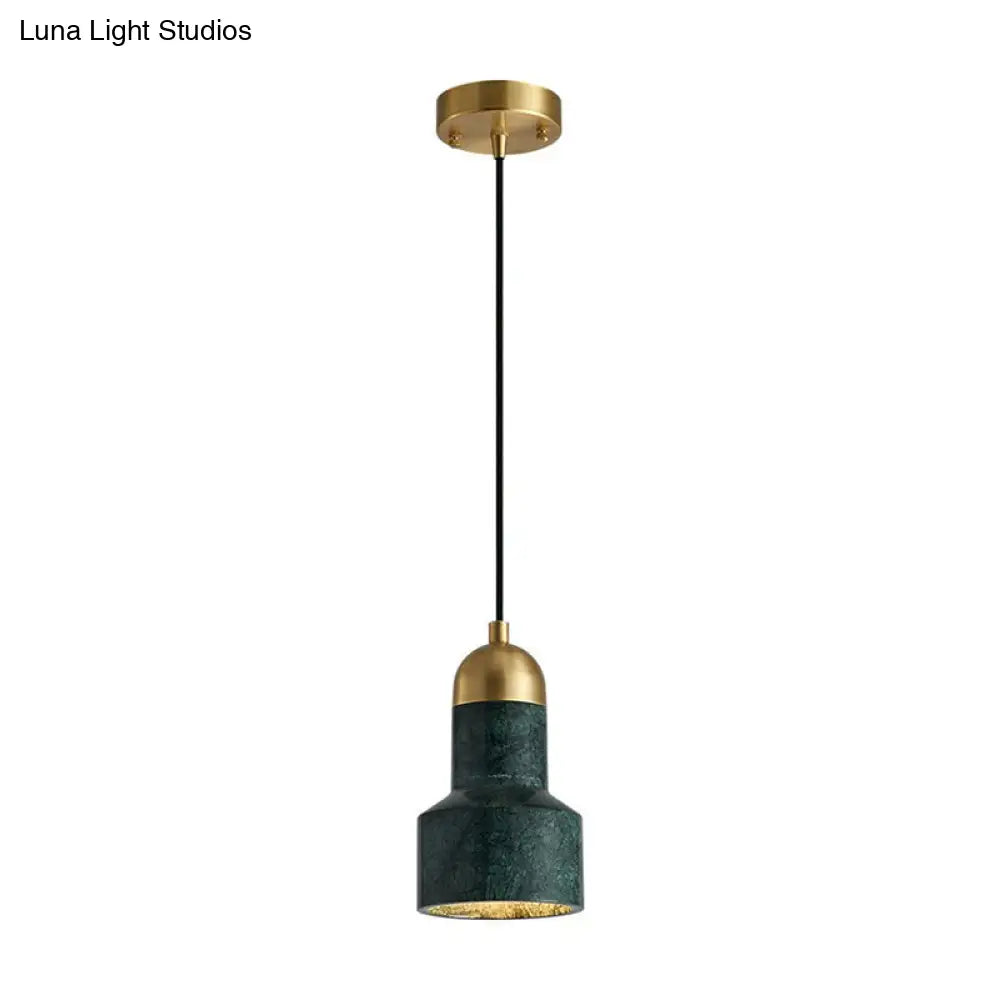 Postmodern Marble Grenade Pendant With Single Bulb For Stylish Table Lighting