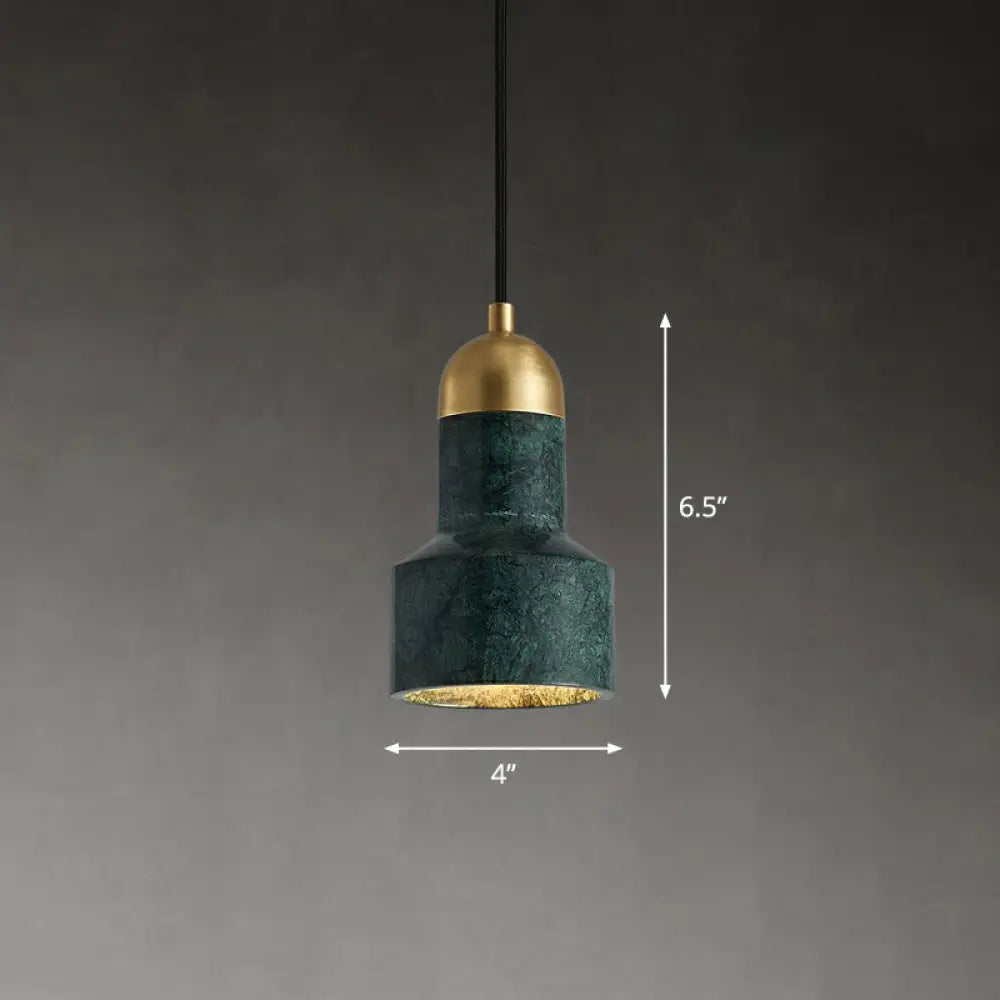 Postmodern Marble Pendant Lamp With Down Lighting - Single-Bulb Ceiling Hang Fixture For Table Green