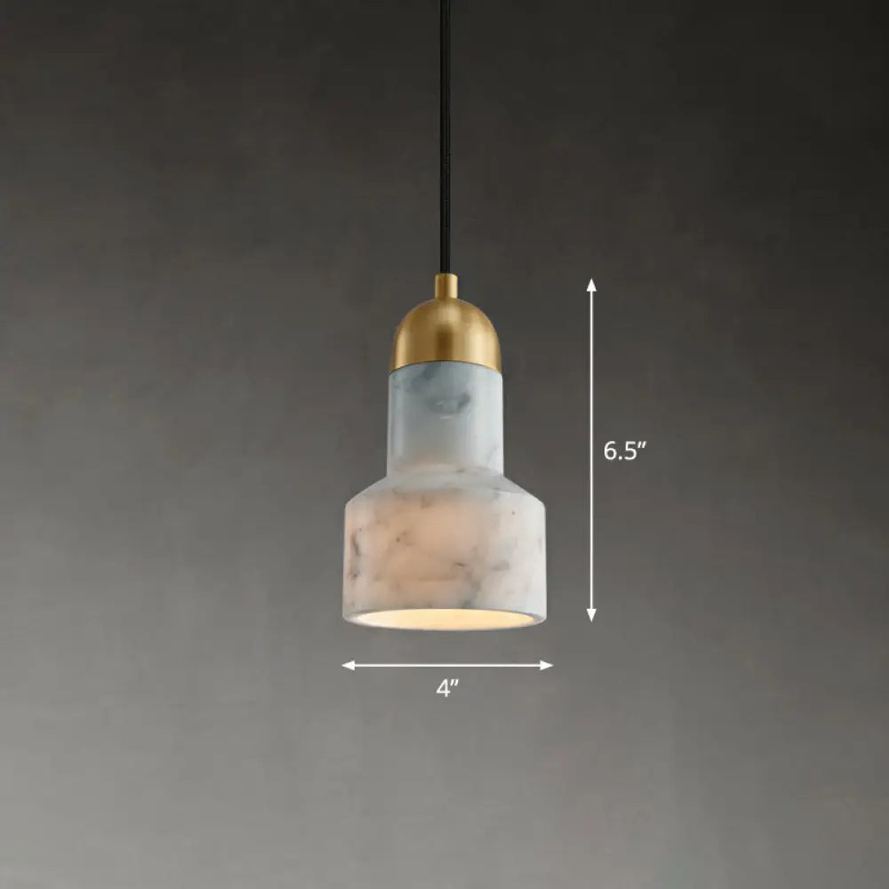 Postmodern Marble Pendant Lamp With Down Lighting - Single-Bulb Ceiling Hang Fixture For Table White