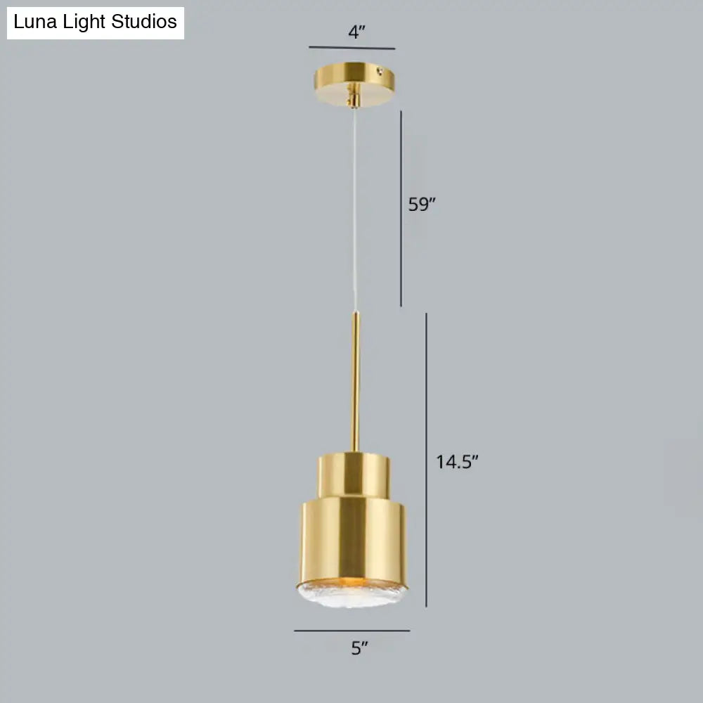 Postmodern Metal 1-Light Gold Pendulum Light With Glass Diffuser - Grenade Shaped Drop Pendant