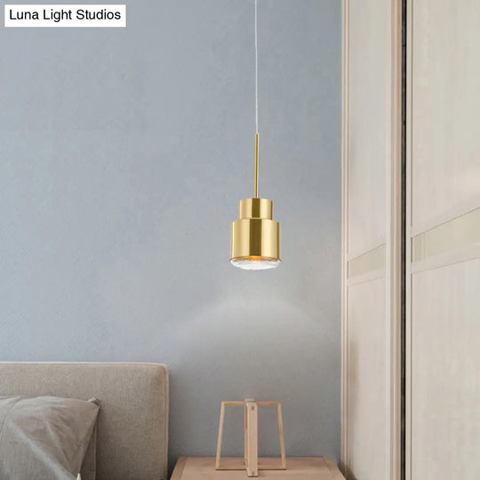 Postmodern Metal 1-Light Gold Pendulum Light With Glass Diffuser - Grenade Shaped Drop Pendant