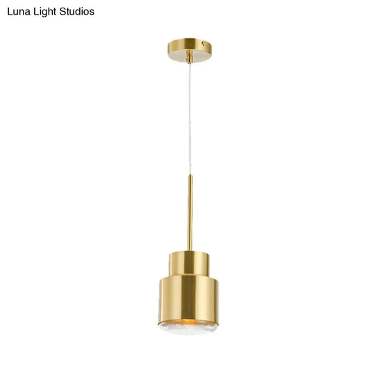 Gold Grenade Drop Pendant: Postmodern Metal 1-Light With Glass Diffuser