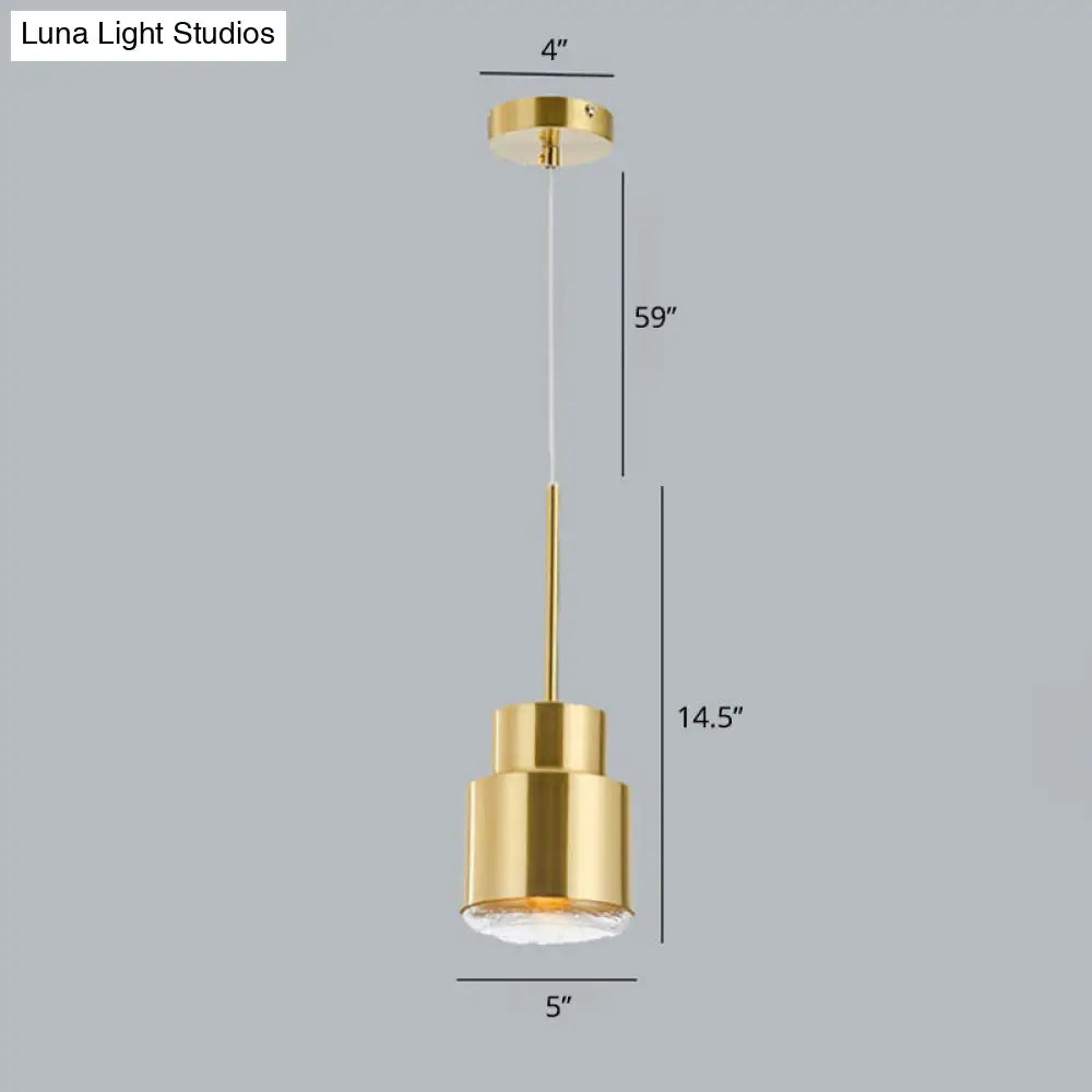 Gold Grenade Drop Pendant: Postmodern Metal 1-Light With Glass Diffuser