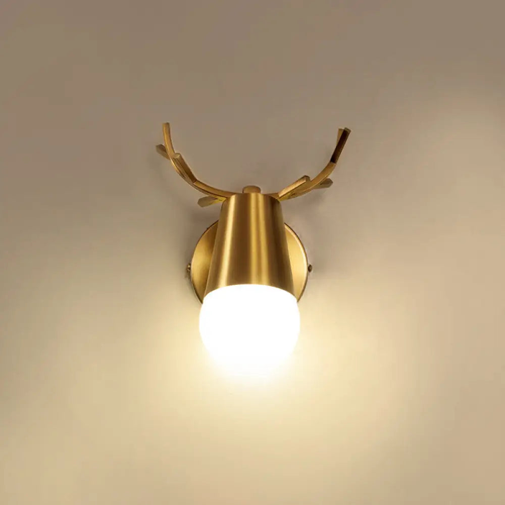 Postmodern Metal Brass Sconce Light With Exposed Bulb Design - Antler Vanity Wall Fixture 1 /