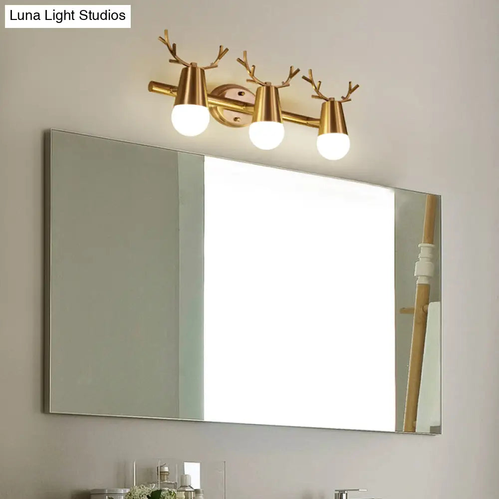 Postmodern Metal Brass Sconce Light With Exposed Bulb Design - Antler Vanity Wall Fixture