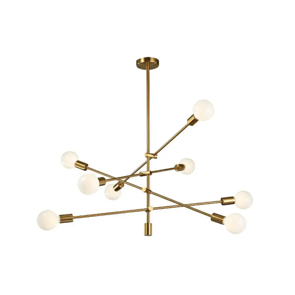 Postmodern Metal Chandelier Light With Exposed Bulb Design - Adjustable Rod Arm Perfect For Dining