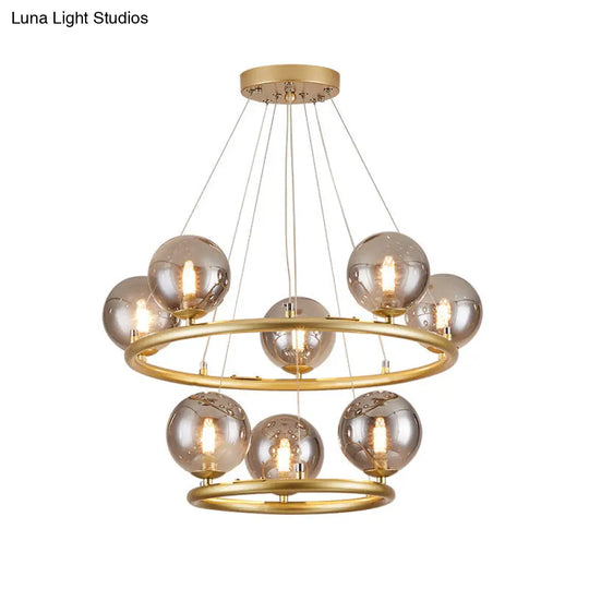 Postmodern Metal Pendant Chandelier With Glass Ball Shade