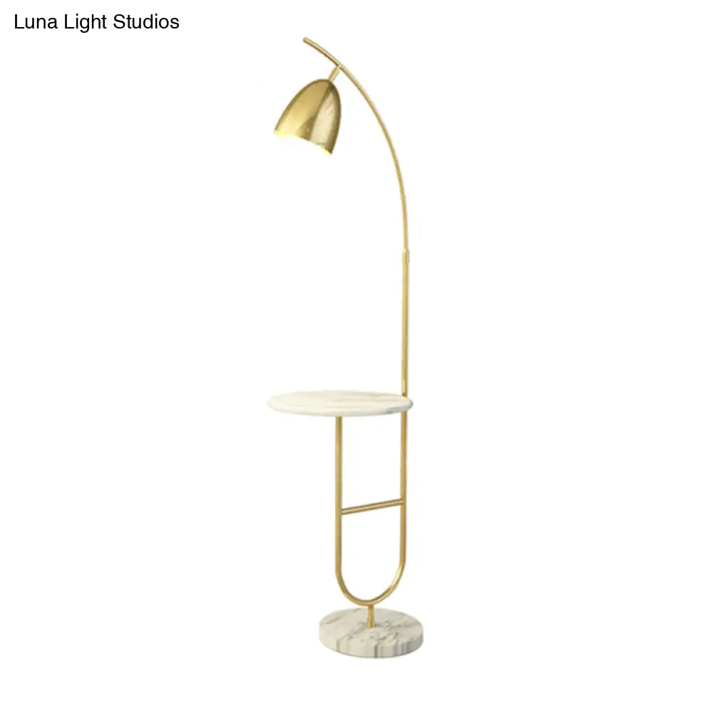 Postmodern Metal Floor Lamp With Bell Shape And Side Table - Perfect For Reading In The Living Room