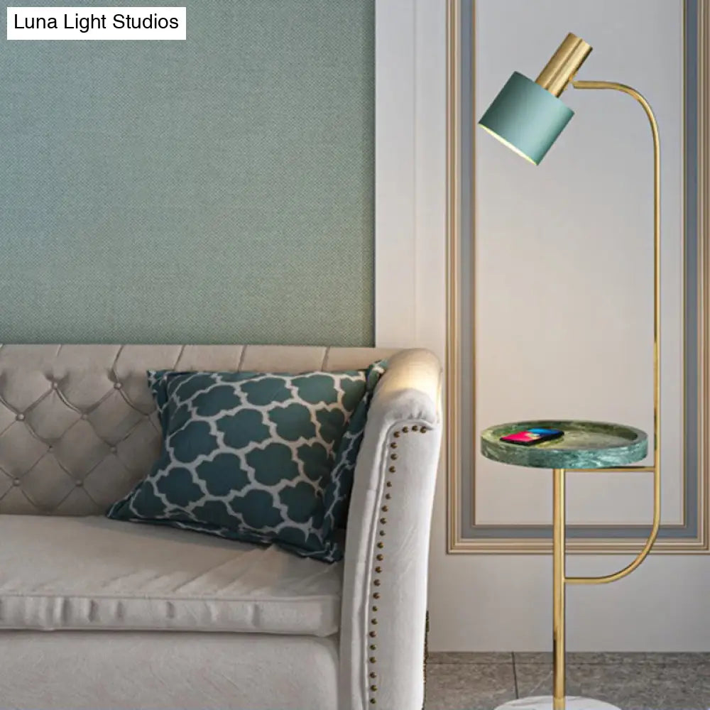 Postmodern Metal Floor Lamp With Swivel Feature And Marble Tray/Base