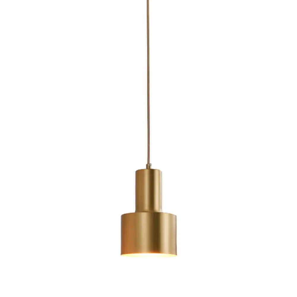 Postmodern Metal Grenade-Shaped Suspension Lamp With 1 Bulb For Living Room Brass