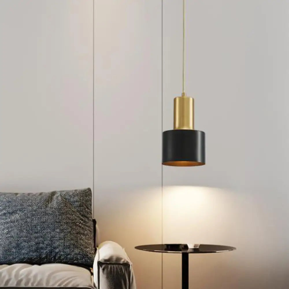 Postmodern Metal Grenade-Shaped Suspension Lamp With 1 Bulb For Living Room Gold-Black