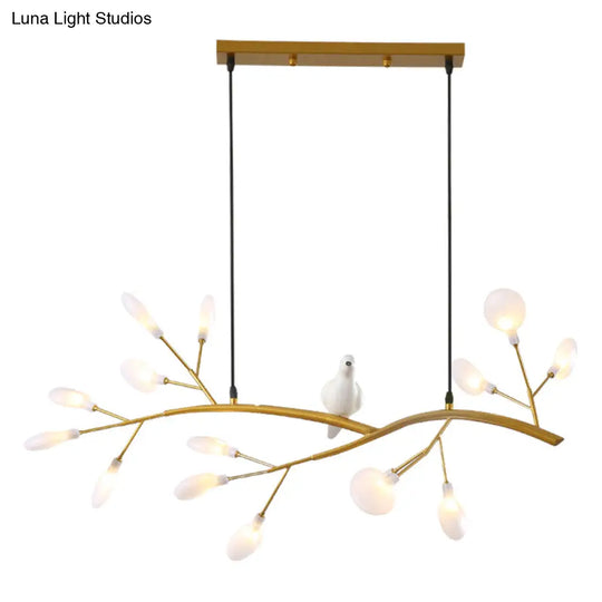 Postmodern Metal Island Light With Bird And 15-Head Hanging Lamp For Restaurants