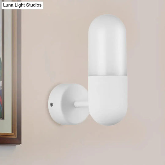 Postmodern Metal Wall Sconce Light: Capsule Design 1-Light Black/Gray/White Bedroom Décor