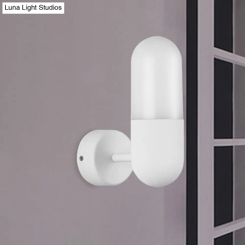 Postmodern Metal Wall Sconce Light: Capsule Design 1-Light Black/Gray/White Bedroom Décor