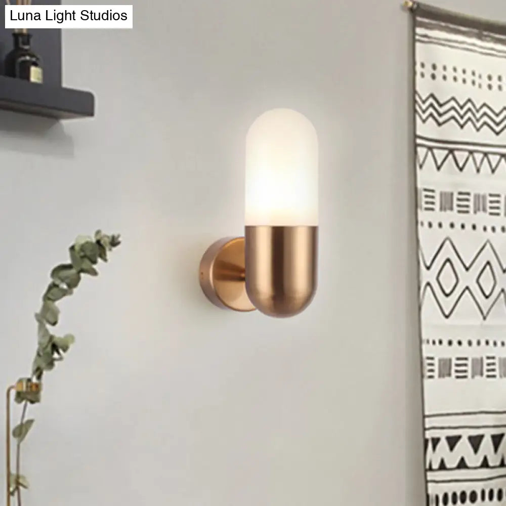 Postmodern Metal Wall Sconce Light: Capsule Design 1-Light Black/Gray/White Bedroom Décor